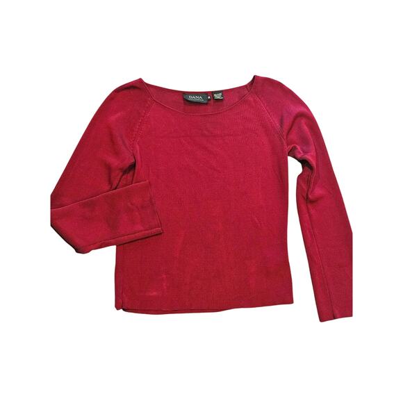 Dana Buchman red slinky silk long sleeve blouse medium stretchy Fitted * - Picture 1 of 6